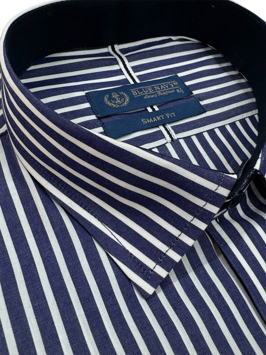 White Navy Blue Stripes