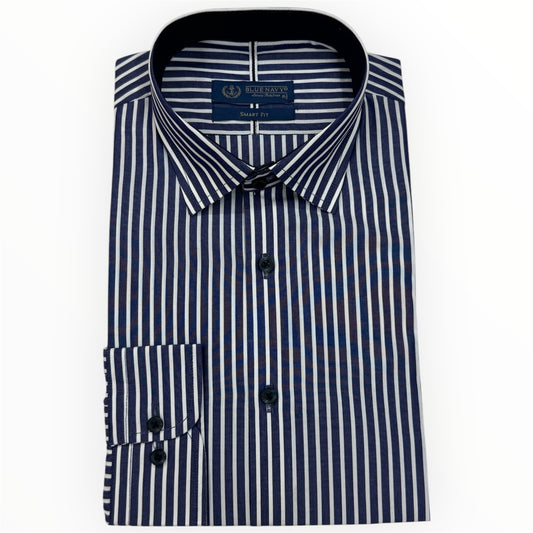 White Navy Blue Stripes