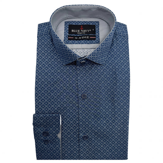 Azure Mosaic Geometric Shirt