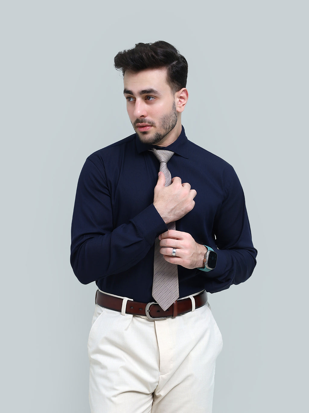 Navy Blue Textured Shirt