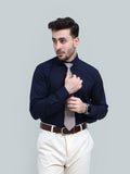 Navy Blue Textured Shirt
