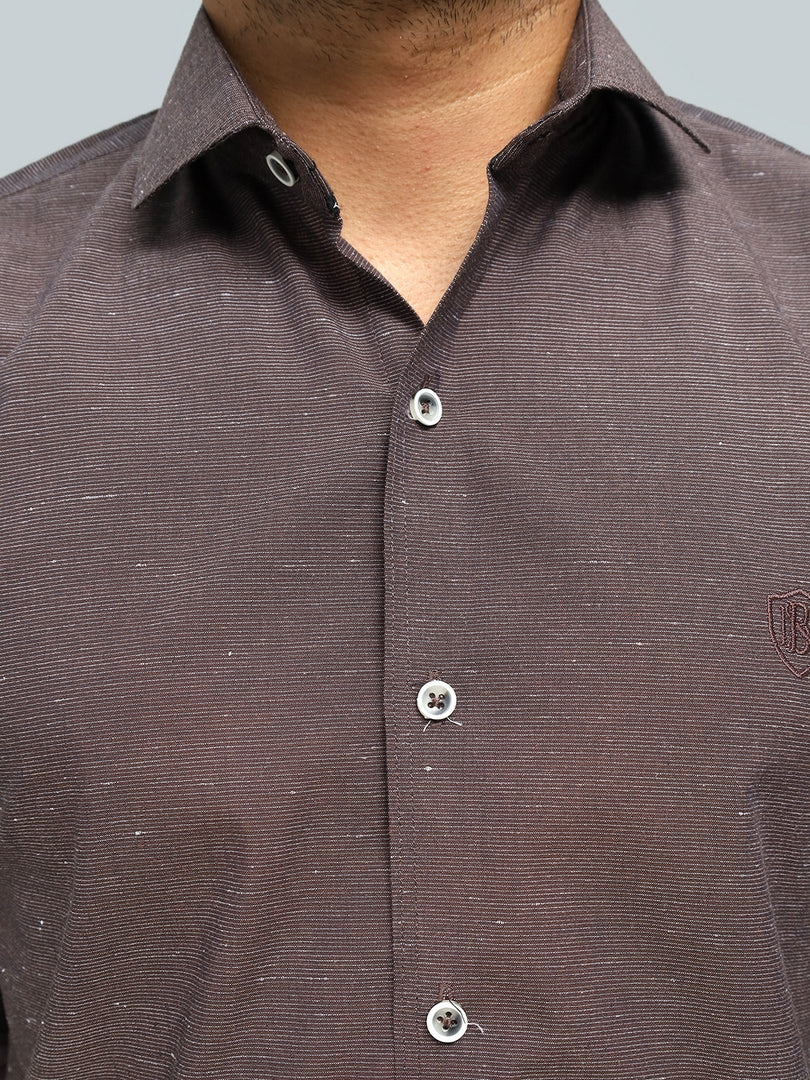 Esspresso Brown Slub Textured Shirt