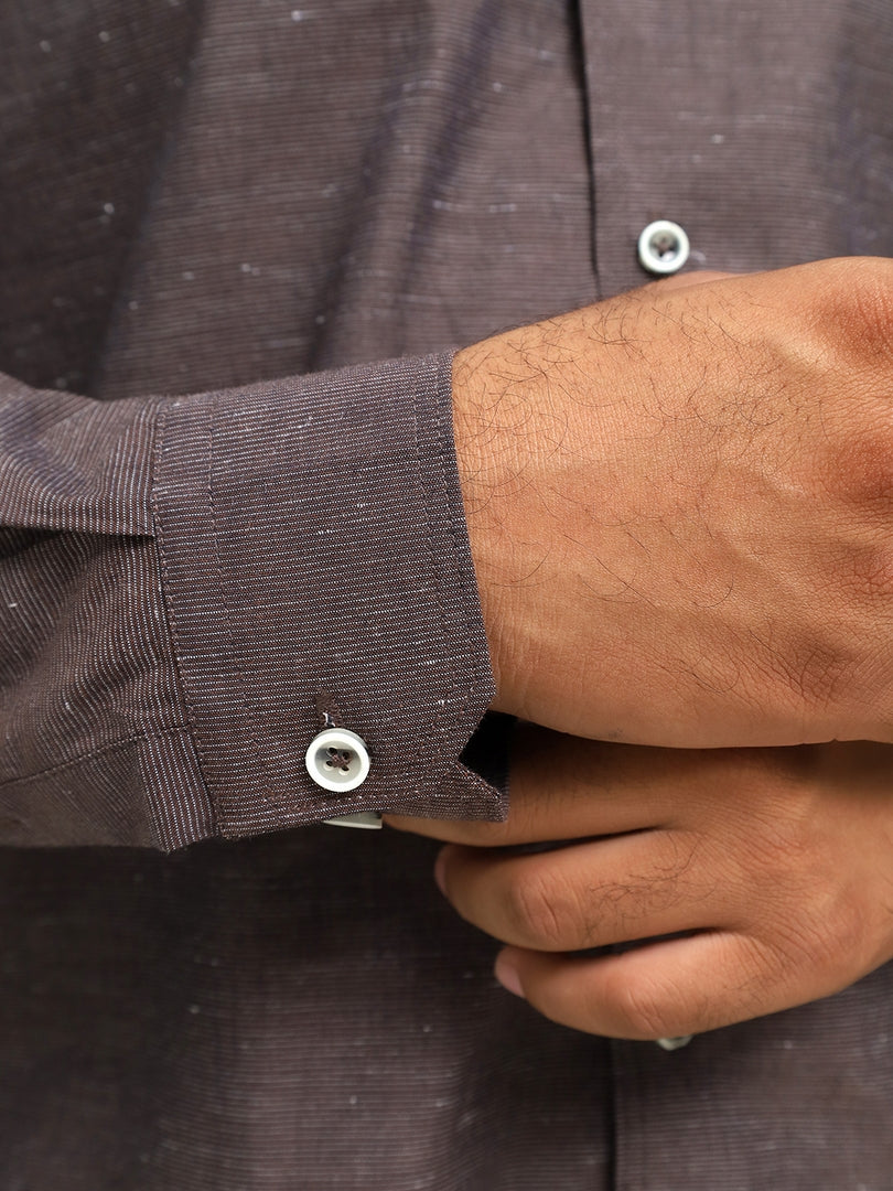 Esspresso Brown Slub Textured Shirt