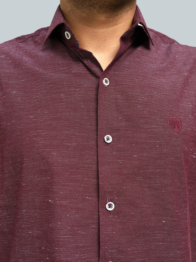 Burgundy Slub Textured Shirt