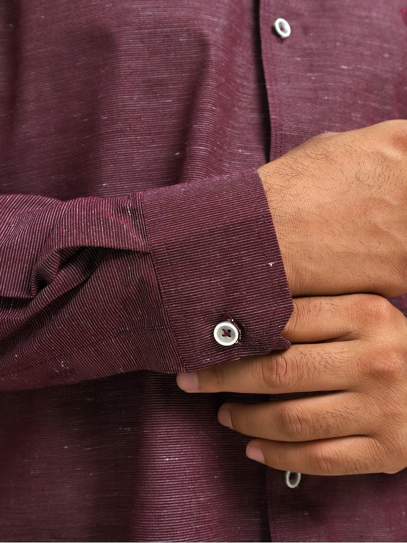 Burgundy Slub Textured Shirt
