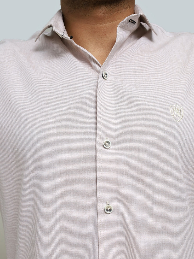 Beige Slub Textured Shirt