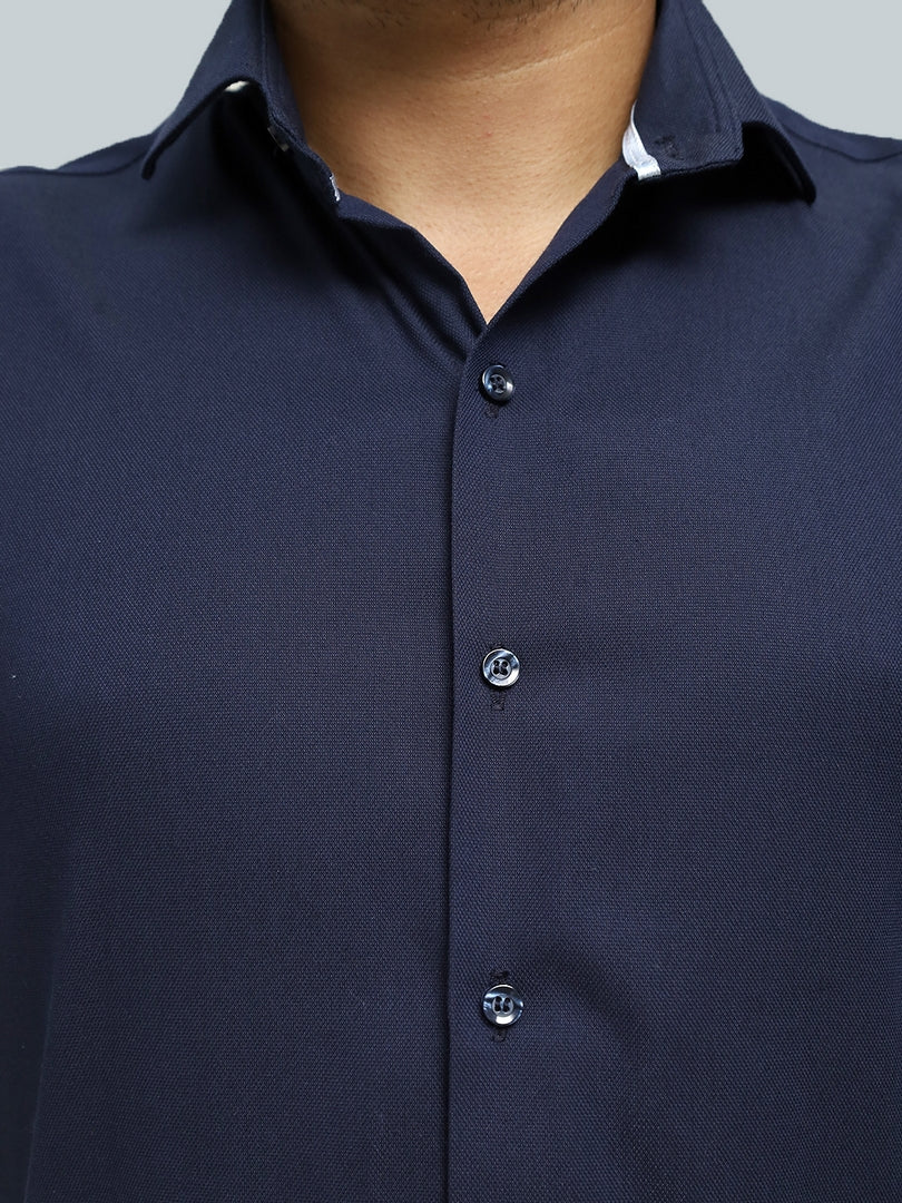 Navy Blue Textured Shirt