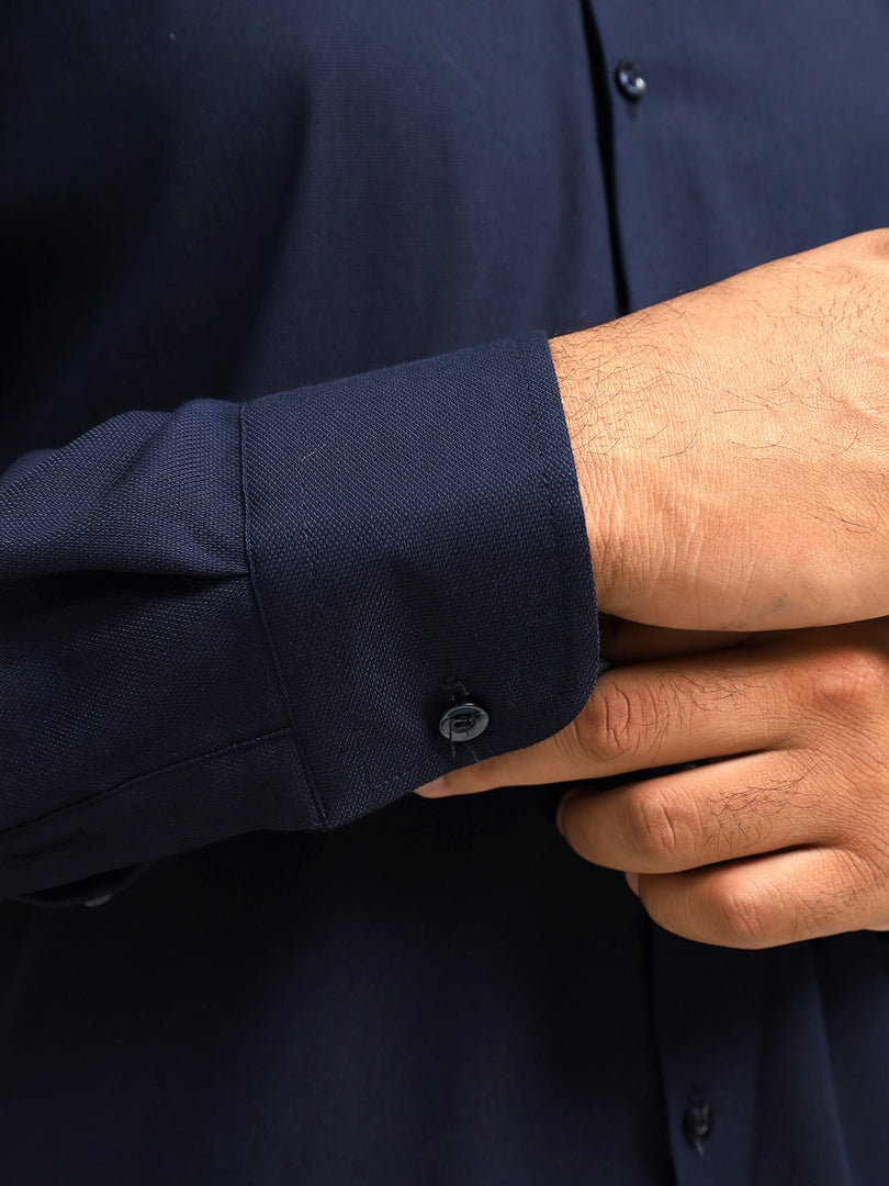 Navy Blue Textured Shirt