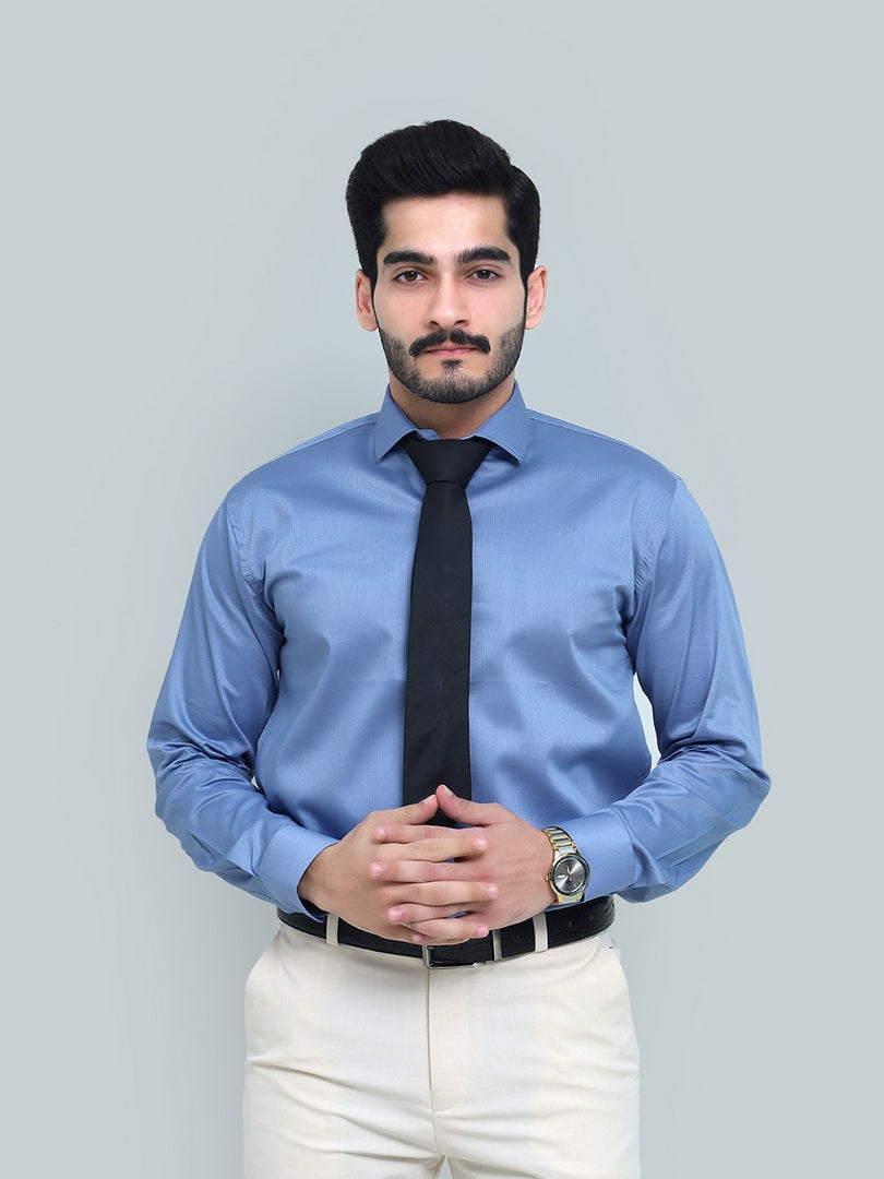 Blue Textured Shirt