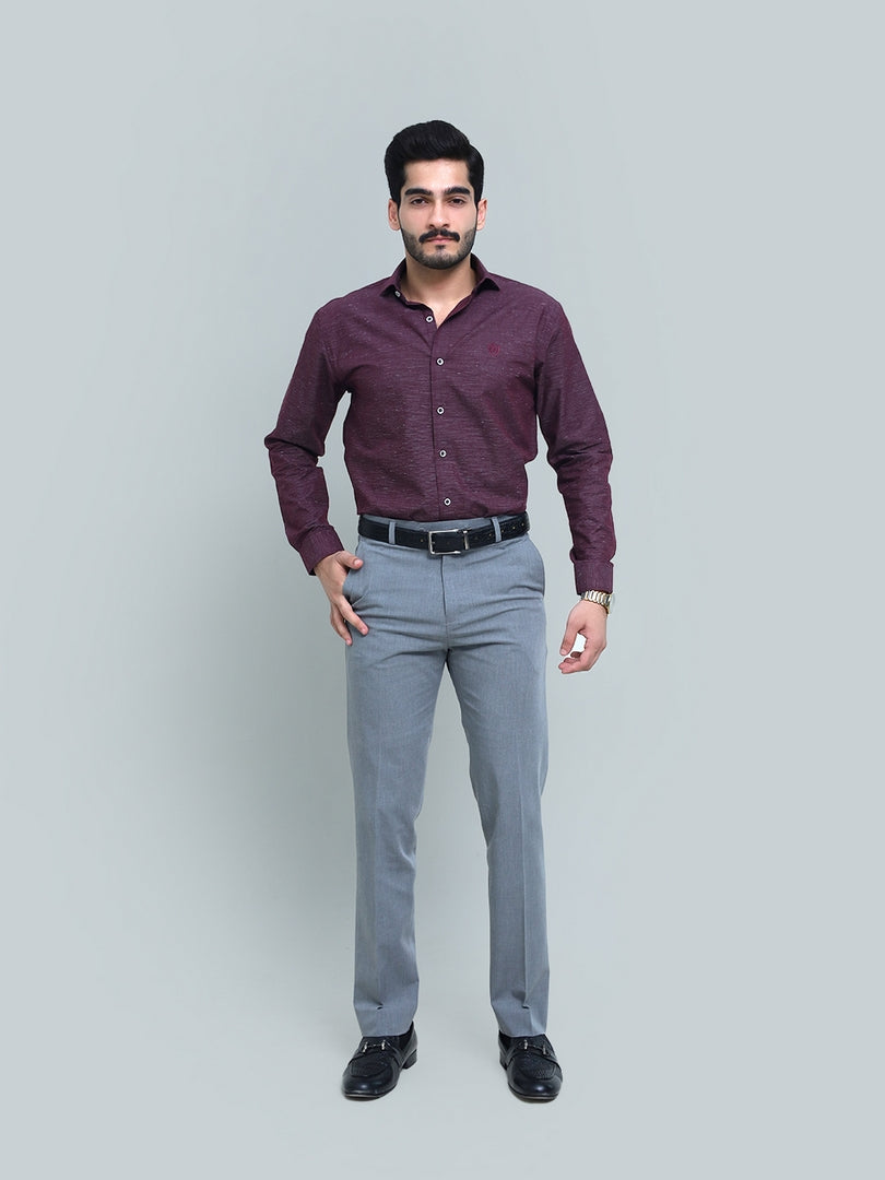 Burgundy Slub Textured Shirt