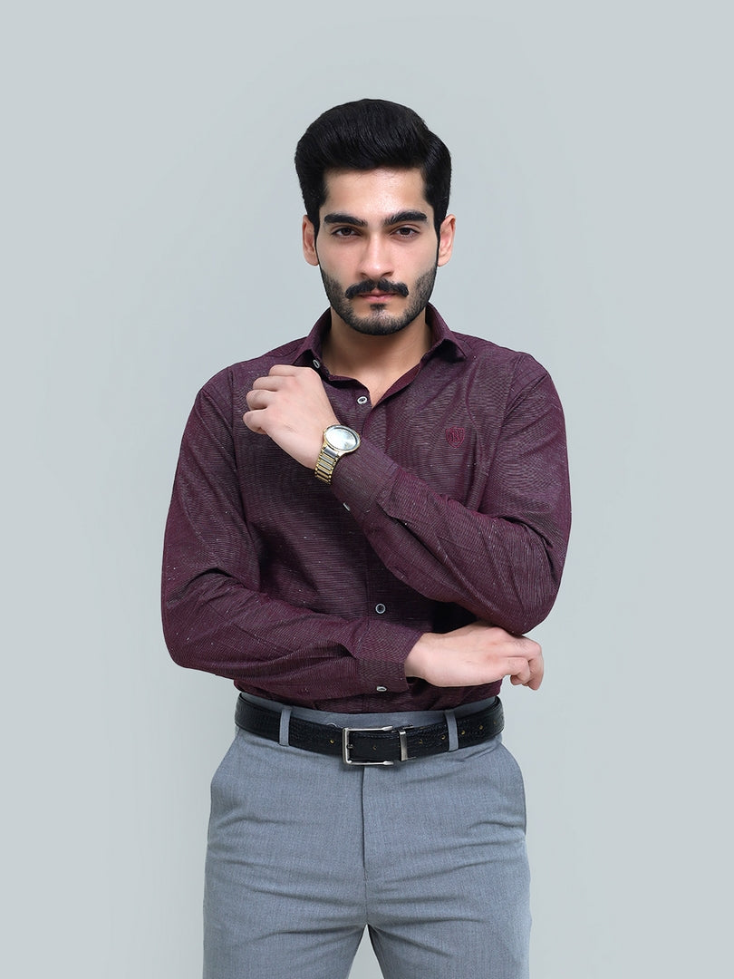 Burgundy Slub Textured Shirt