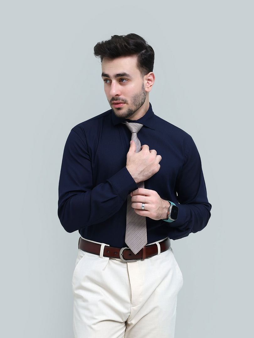 Navy Blue Textured Shirt