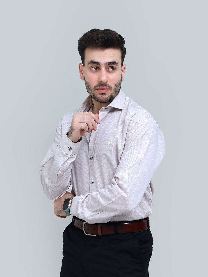Beige Slub Textured Shirt
