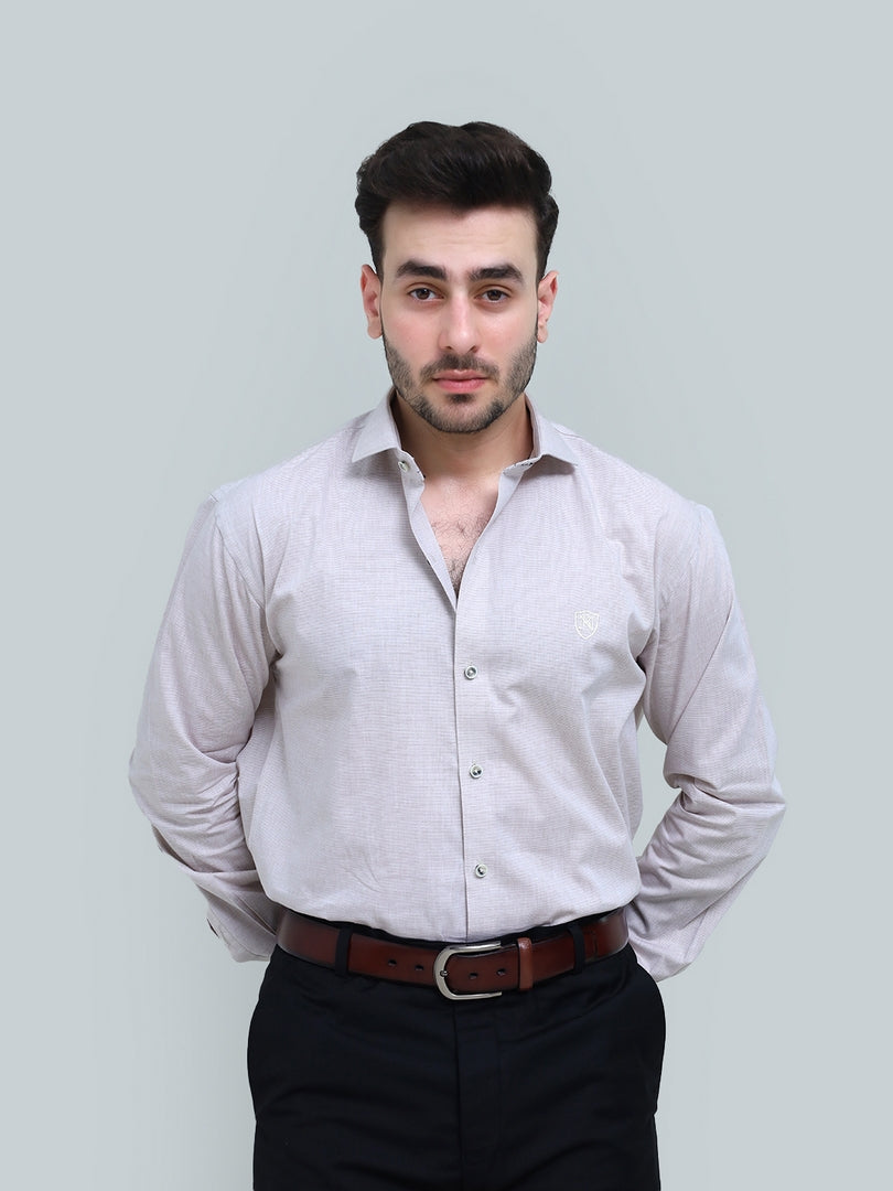 Beige Slub Textured Shirt