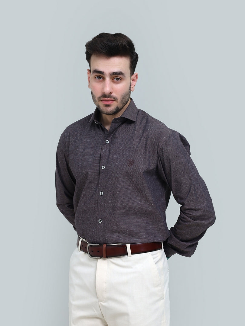 Esspresso Brown Slub Textured Shirt